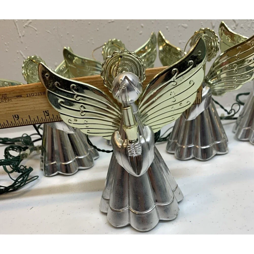 Vintage Musical Angels with Lights Silver & Gold Adjustable Volume